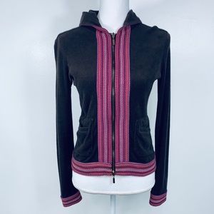 Tory Burch Brown Embroidered Zip Up Jacket XS
